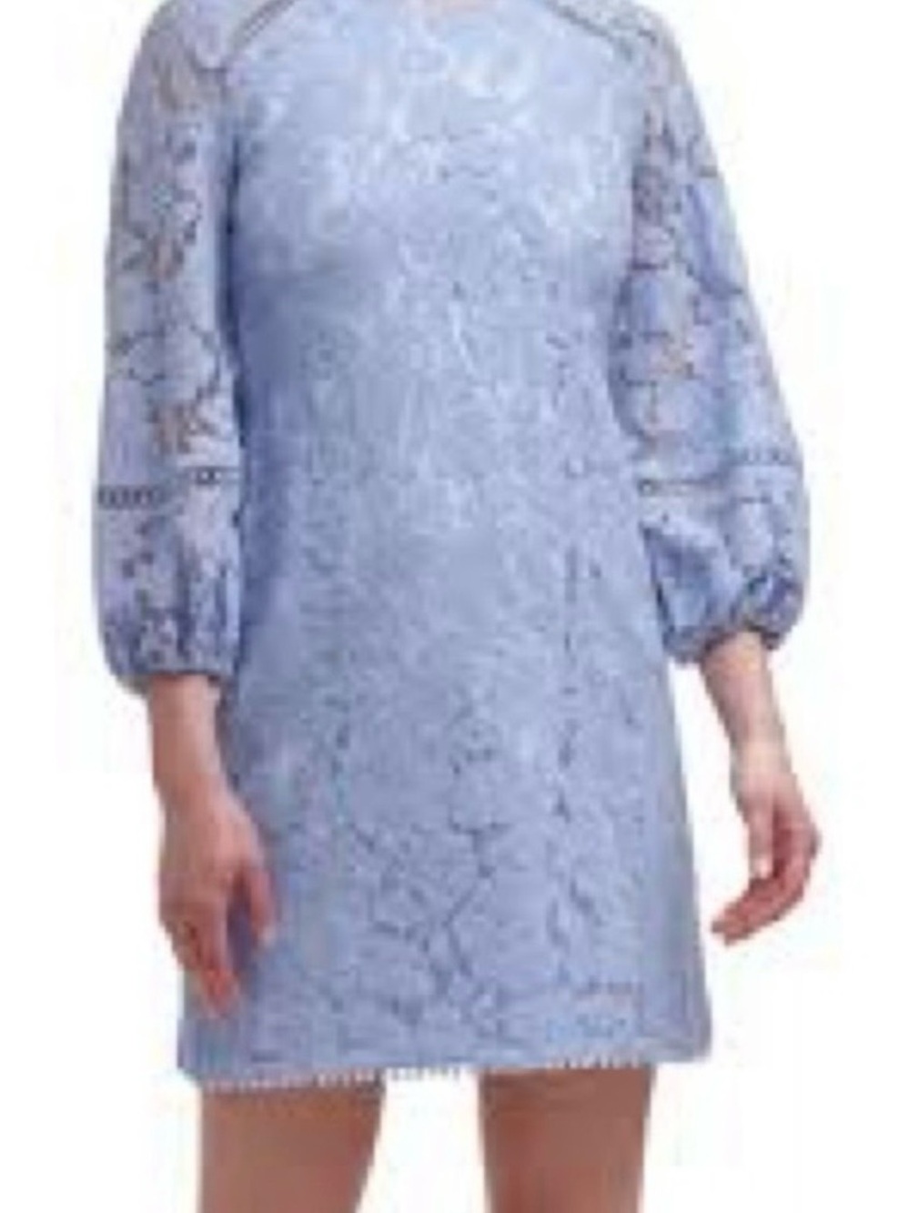 Vince Camino Light Blue Lace Balloon-Sleeve Shift Dress - size 10